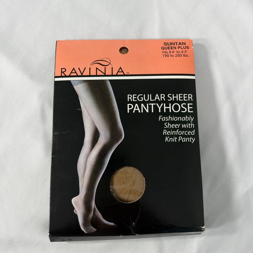 Vintage Ravinia Regular Sheer Pantyhose Suntan Queen Plus